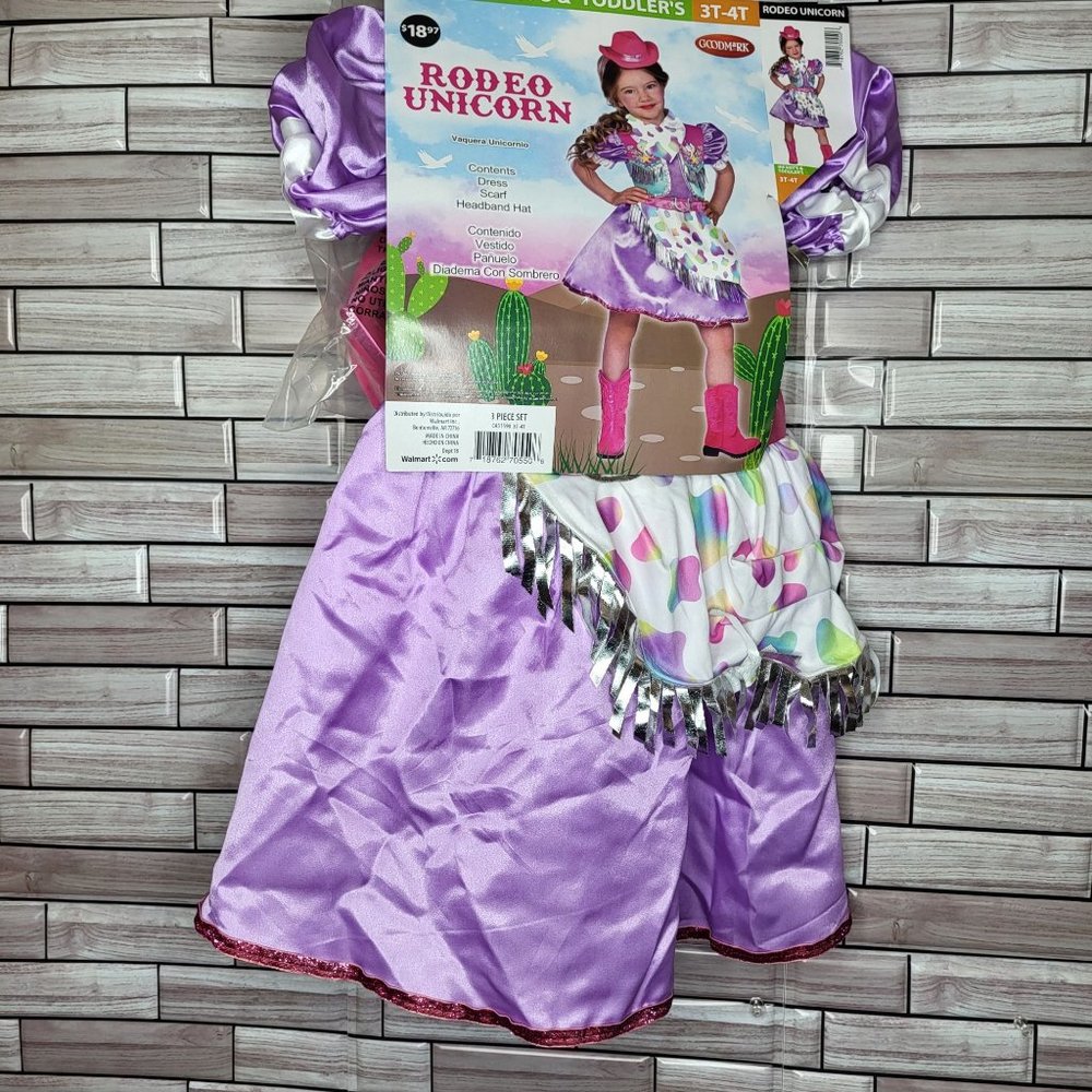New Rodeo Unicorn Halloween Costume Toddler 3T-4T Colorful Dress Up Outfit